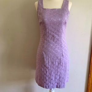 Elegant mid-length lilac dress with flowers